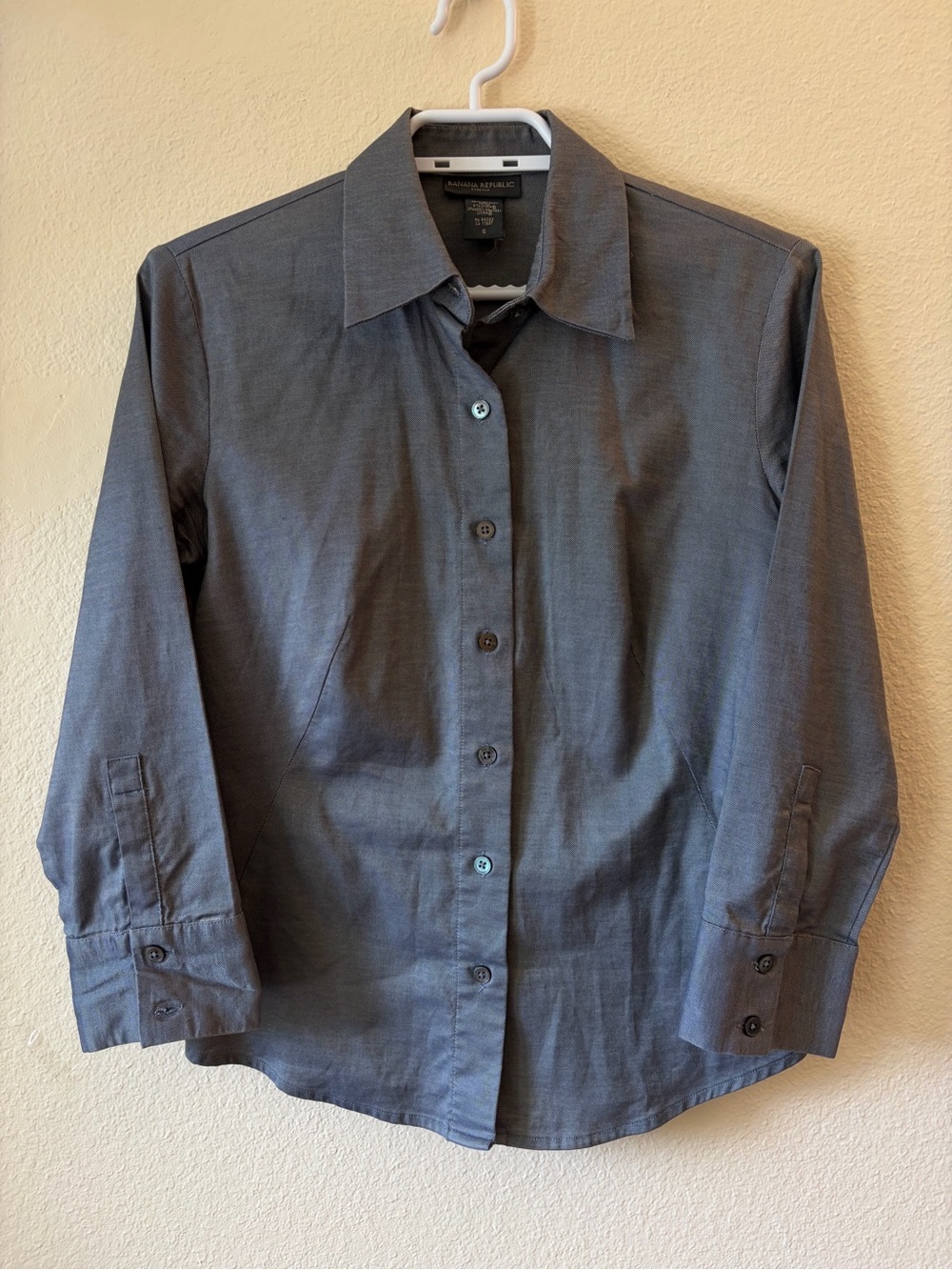 Banana Republic Gray Cotton Button Down Shirt Women’s Long Sleeve Career Office - Picture 2 of 7